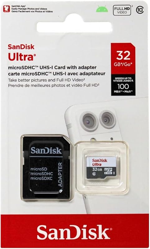 SanDisk Ultra 32GB UHS-I Class 10 Micro SDHC Memory Card with Adapter 