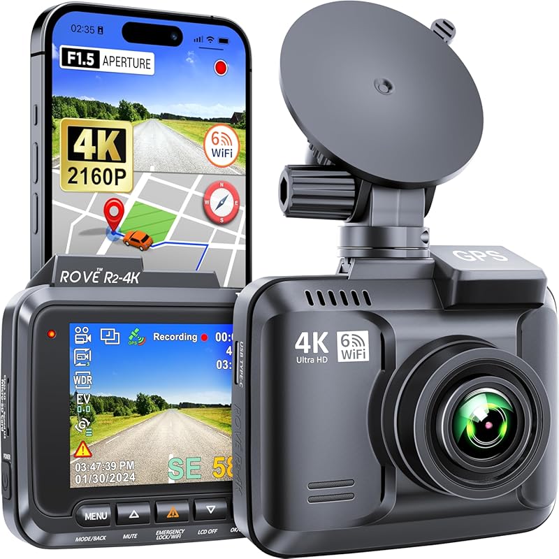 ROVE R2-4K Dash Cam Built-in WiFi 6 GPS UHD 2160P