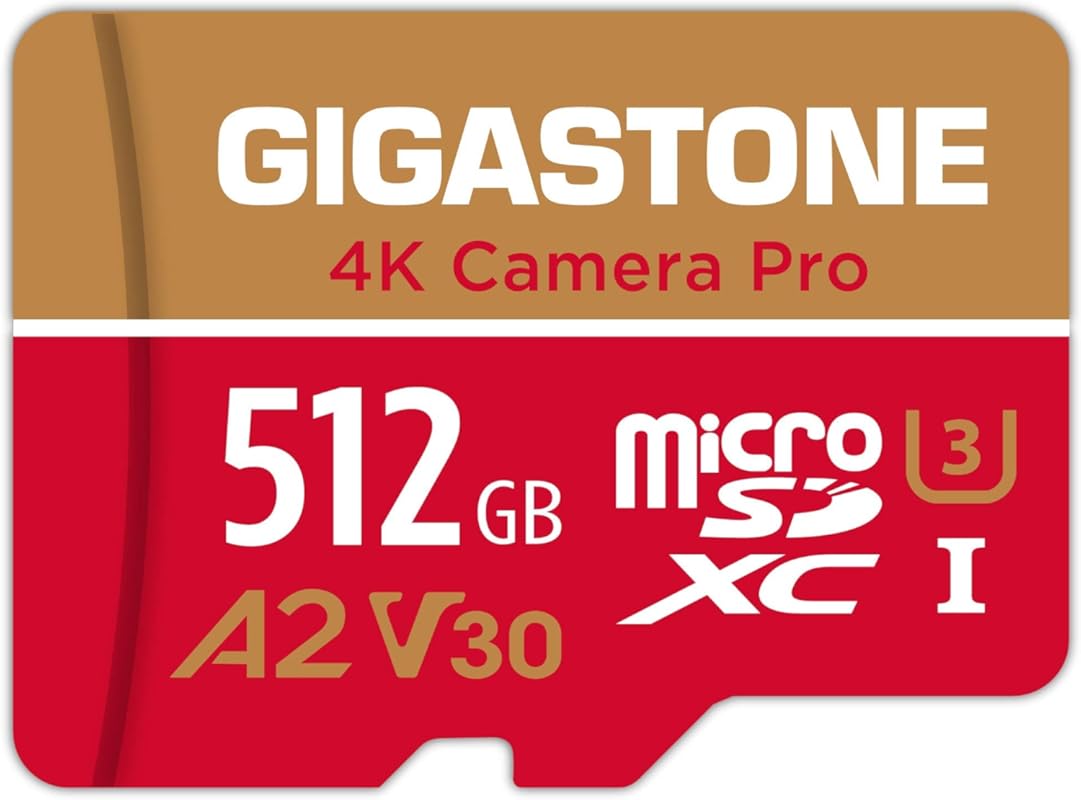 GIGASTONE 512GB 4K Camera Pro Micro SD Card, A2 V30, 150/120 MB/s, UHS