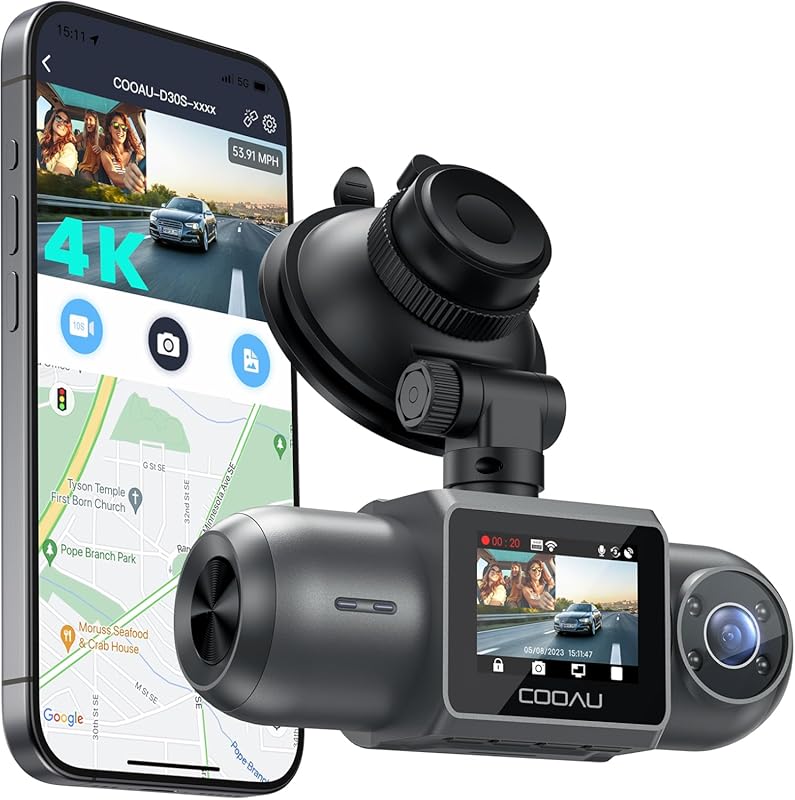 COOAU D30S 4K Dash Cam Uber Car Camera with Infrared Night Vision