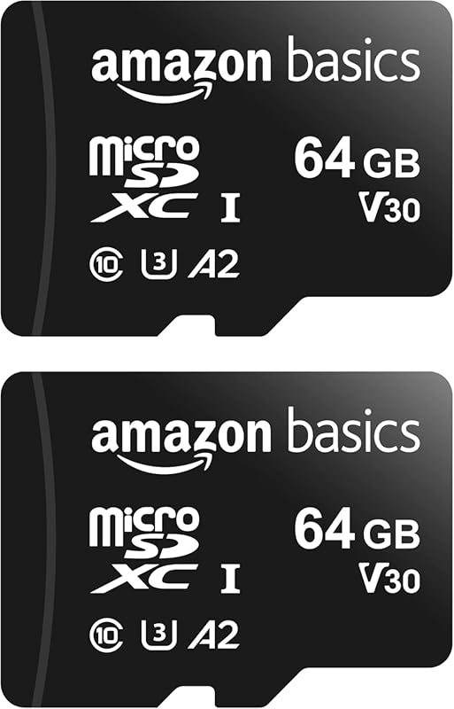 Amazon Basics 64GB microSDXC Memory Card with Adapter, A2 U3, Up to 10