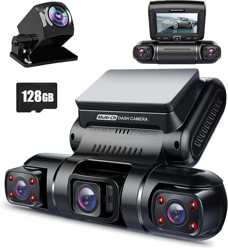 PRUVEEO 360° 4 Channel Dash Cam Front/Rear/Inside with Built-in GPS & 