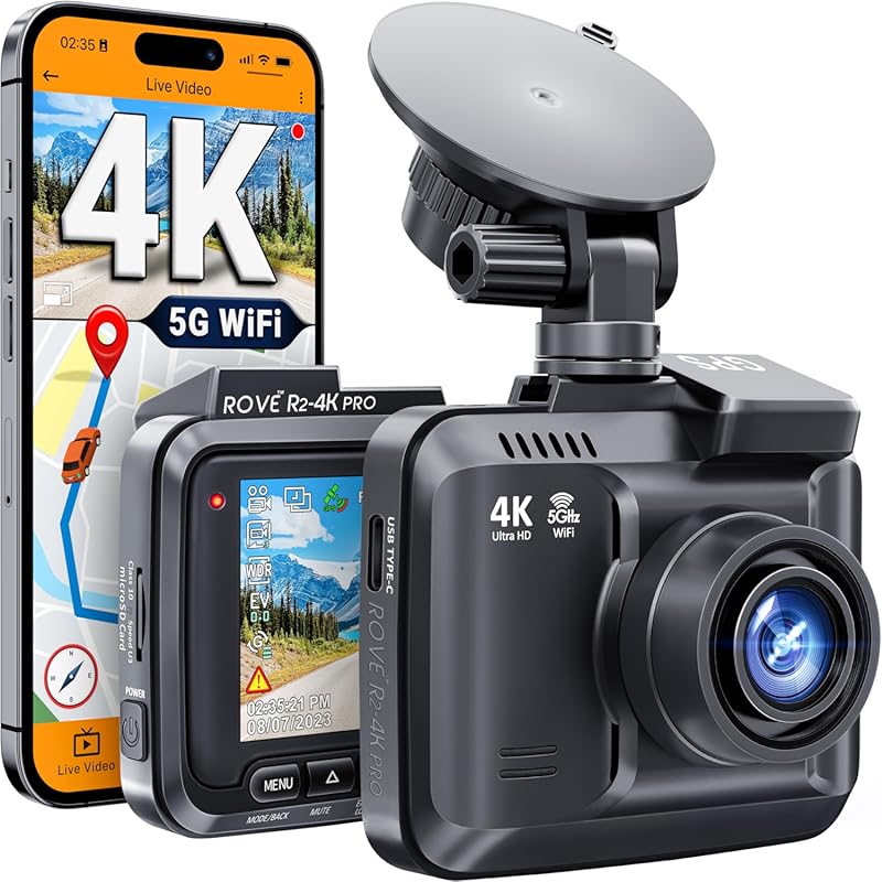 ROVE R2-4K PRO Dash Cam 2160P UHD with 5G WiFi & GPS