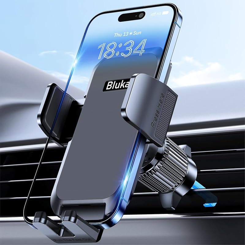 Blukar Super Stable Car Phone Mount with 2025 Metal Hook, 360° Rotatio