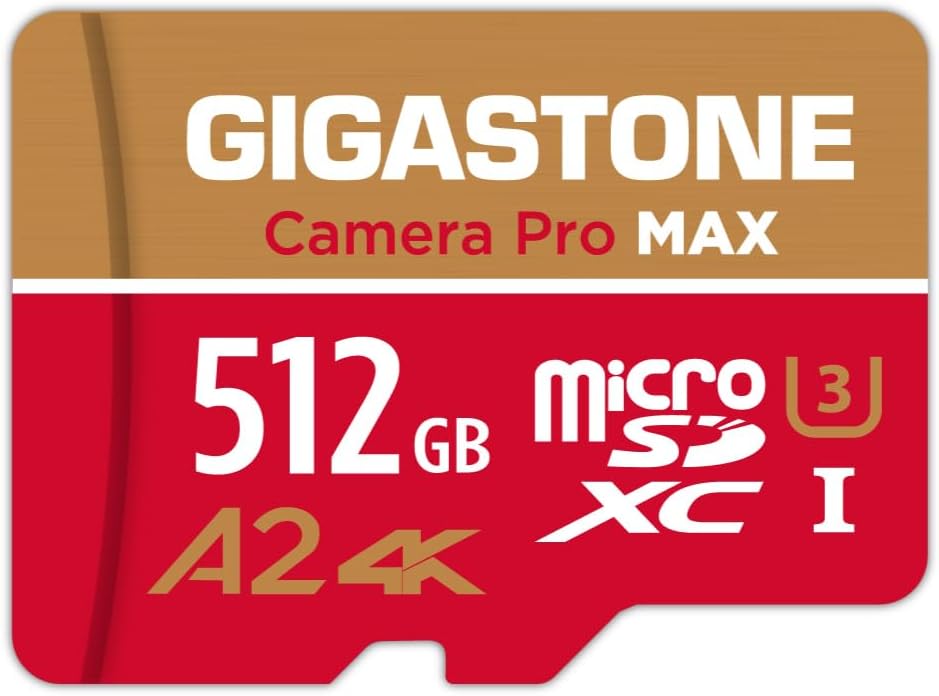 GIGASTONE 512GB 4K Camera Pro MAX Micro SD Card, 170MB/s Speed, UHS-I 