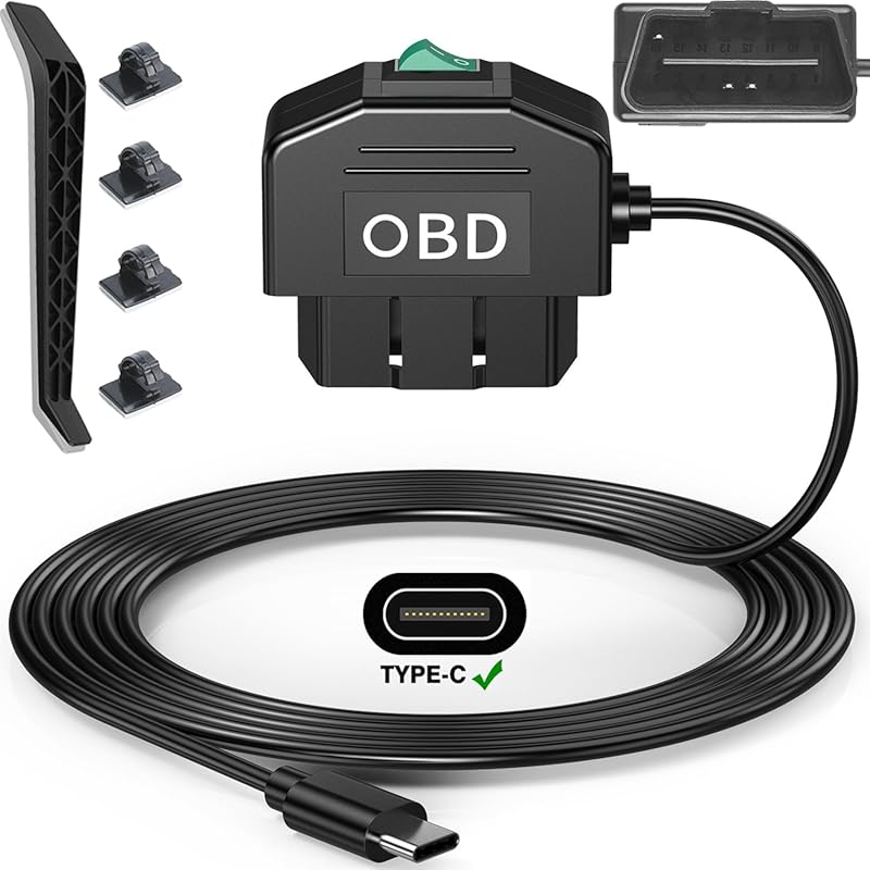 Type C OBD Hardwire Kit for Dash Cam with Low Voltage Protection & 24H