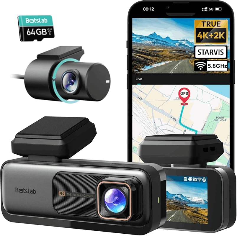 BOTSLAB 4K Ultra Wide 4K+2K Dash Cam with ADAS & Built-in GPS