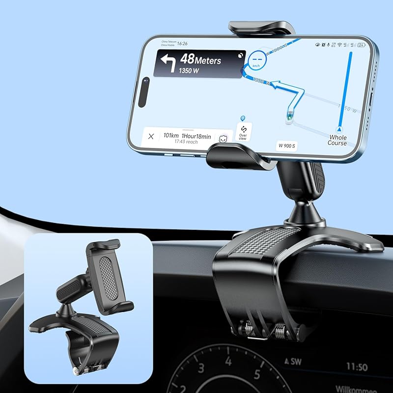 Multifunctional 360° Rotation Dash Clip Phone Mount: Universal Cellpho