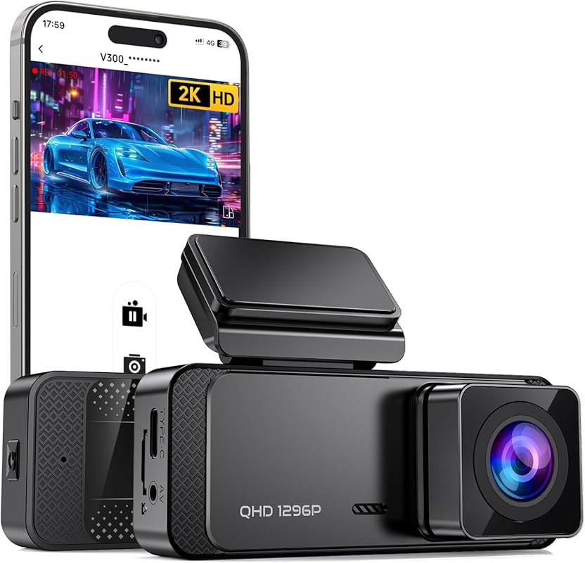 1296P Hidden Single Dash Cam with WiFi, Night Vision & 24H Parking Mod