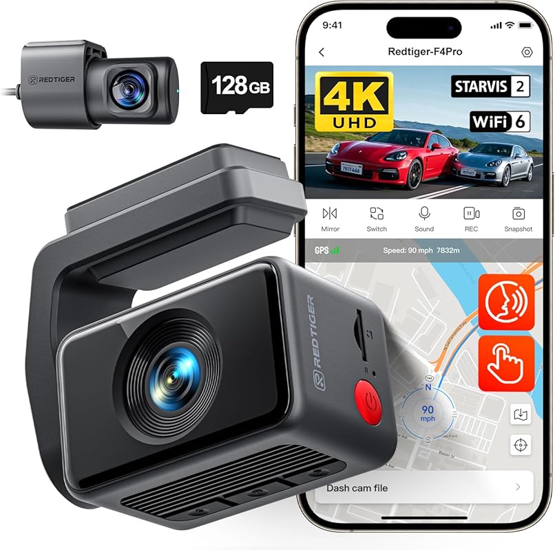 REDTIGER F4 Pro 4K Mini Dash Cam with STARVIS 2 & 5.8GHz WiFi Instant 