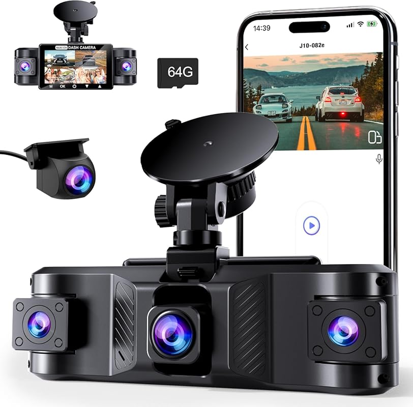 4-Channel 2.5K Dash Cam with 170° Wide Angle, 5GHz WiFi, G-Sensor, Sup