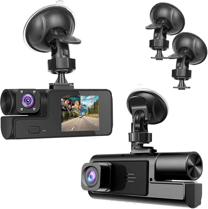 1080P Dual Front & Inside Dash Cam with WDR & G-Sensor