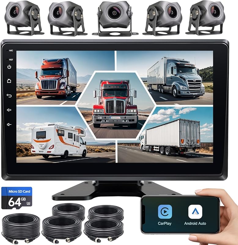 5-Channel 1080P Backup Dash Cam for RV/Truck: 10.2