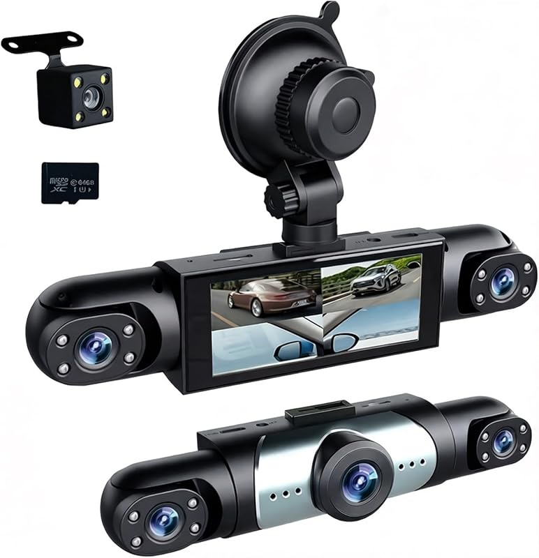 360° Full View 4 Channel Dash Cam with Infrared Night Vision, G-Sensor