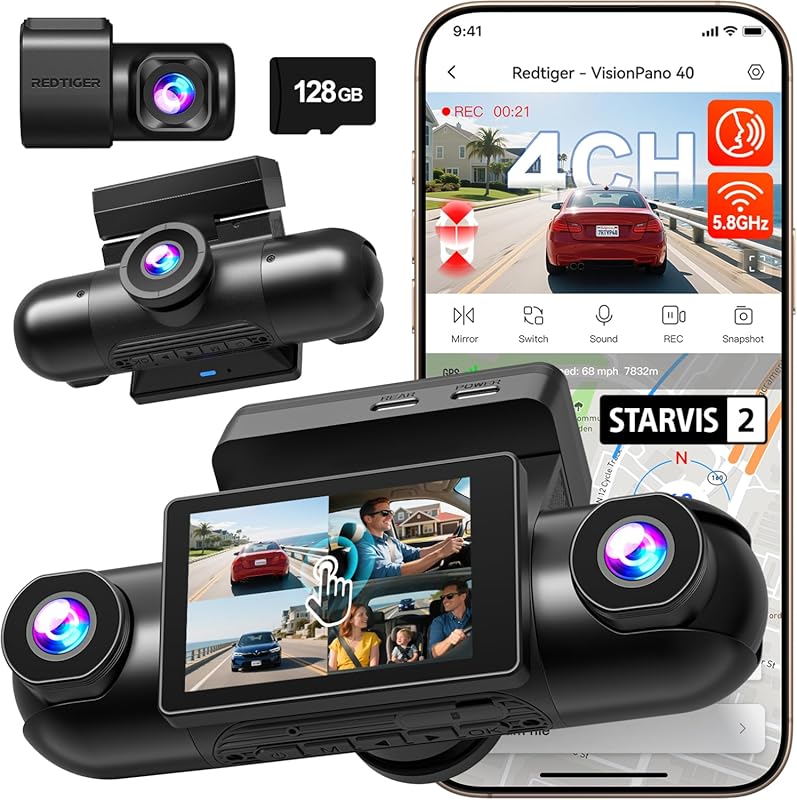 REDTIGER 4 Channel 360° Dash Cam with Dual STARVIS 2 & IR Night Vision