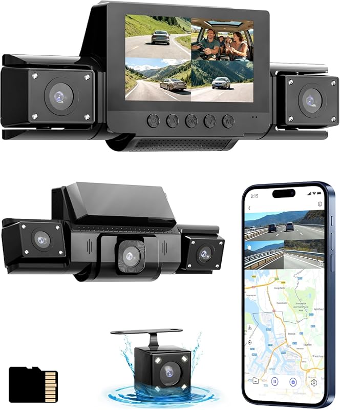 4 Channel Dash Cam 360° Front Rear Left Right with GPS, 5GHz WiFi, G-S