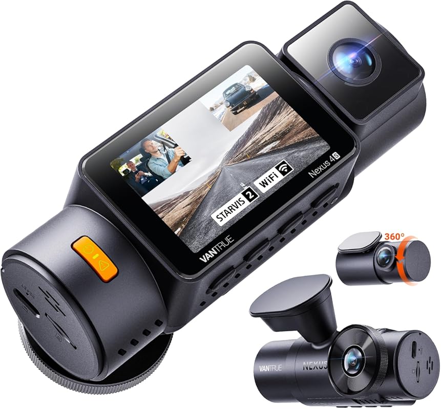 Vantrue N4S 3 Channel Dash Cam, 2.7K, STARVIS 2, PlatePix, Wi-Fi, Park