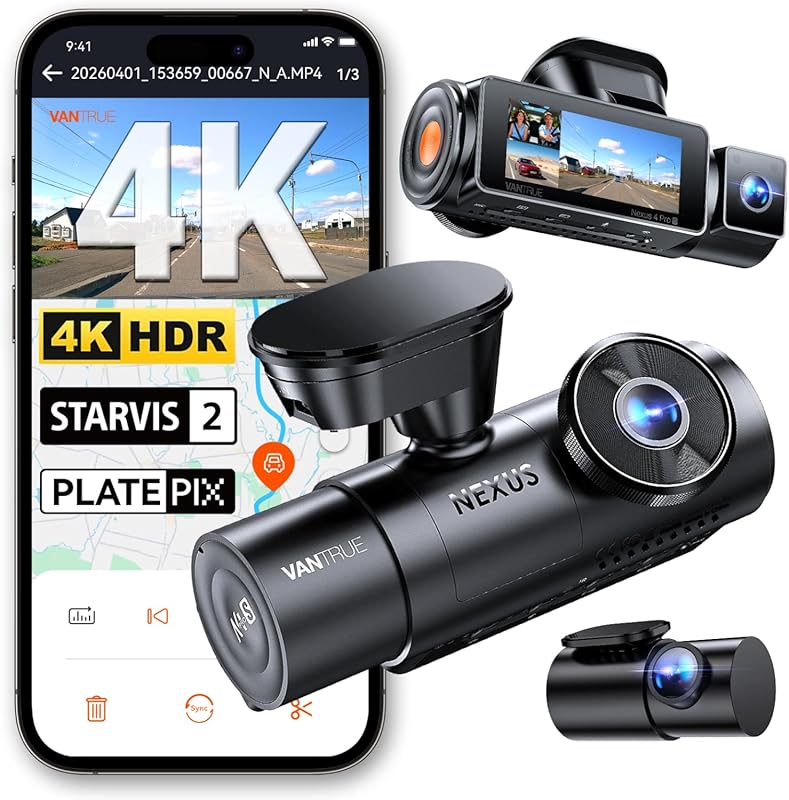 Vantrue N4 Pro S 4K 3-Channel Dash Cam, Triple STARVIS 2, HDR Night Vi