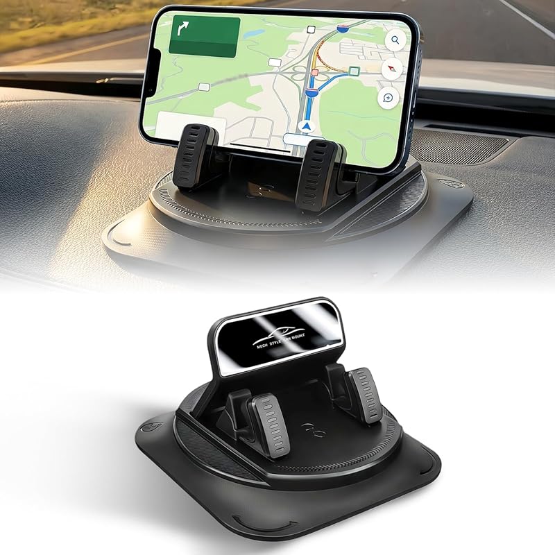 Self-Adhesive 360° Rotating Dashboard Car Phone Holder, Anti-Slip & Vi