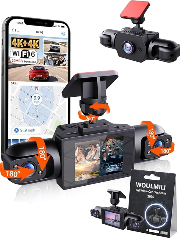 Full View Wireless 360° 4-Channel Dash Cam with Infrared Night Vision 