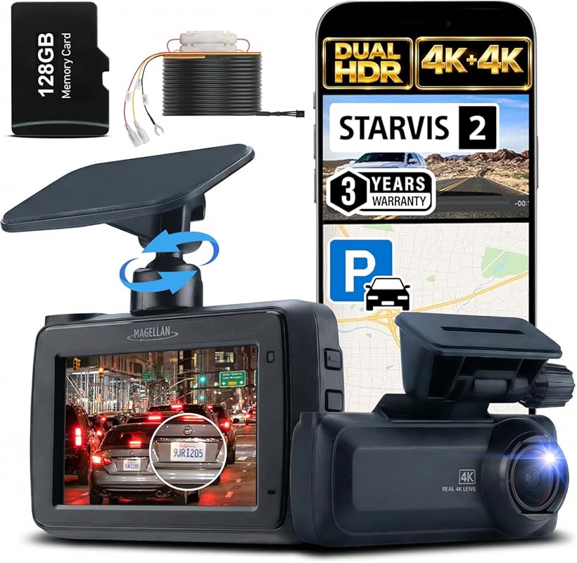 Magellan 4K+4K Dual Dash Cam with STARVIS 2, GPS, WiFi & Free Hardwire