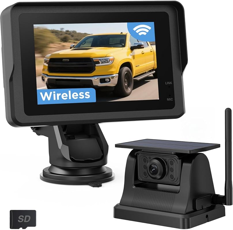 Magnetic Solar Wireless Backup Camera with 28hrs Battery & IP69K
