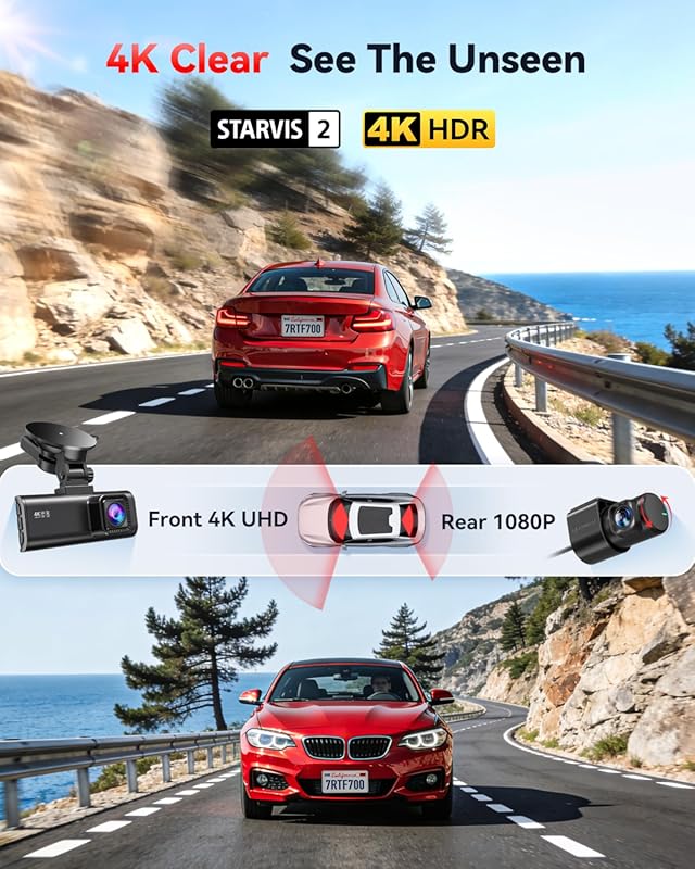REDTIGER F7NP-N+OBD 4K Front & 1080P Rear Dash Cam with GPS & WDR