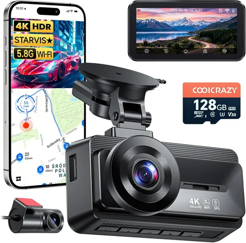 Coolcrazy 4K Dash Cam Front an