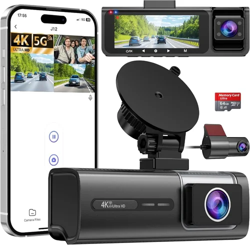 3 Channel 5G WiFi Dash Cam, 4K