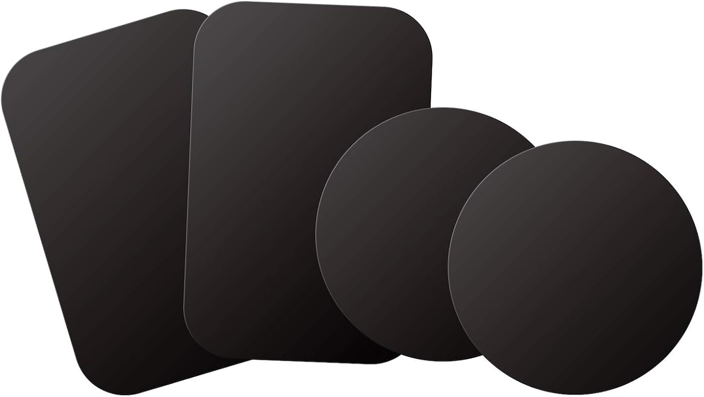 Mount Metal Plates with Adhesive – 4 Pack (2 Rectangle & 2 Round) Comp