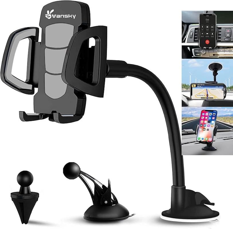 Vansky 3-in-1 Car Phone Holder for Air Vent, Dashboard & Windshield – 