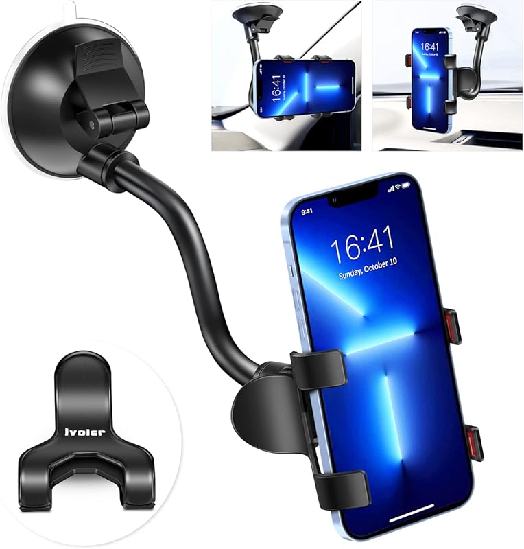 ivoler Windshield Car Phone Mount with Long Arm & Strong Suction Cup f
