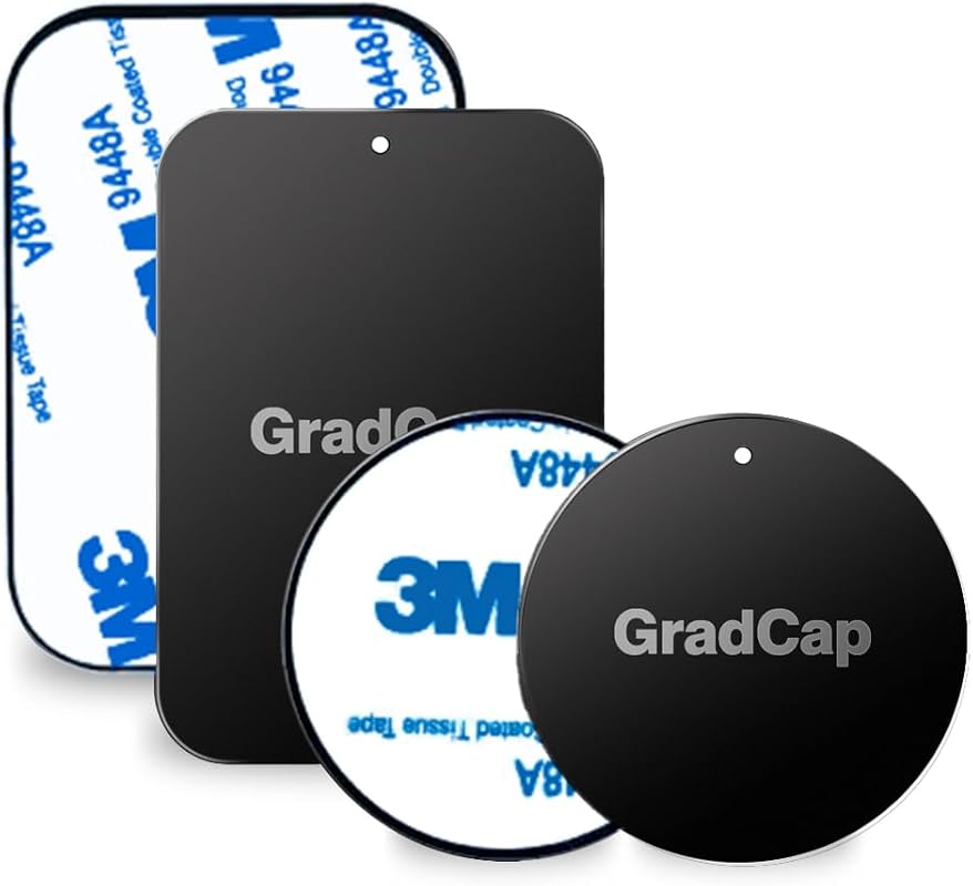 GradCap Ultra-Thin Black Metal Plates – 4 Pack with Strong 3M Adhesive
