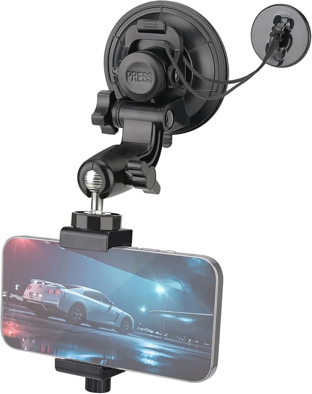 Heavy Duty 90mm Suction Cup Phone & Action Camera Mount for GoPro, iPh