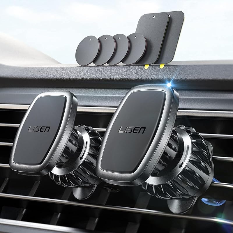 LISEN 2-Pack Magnetic Car Phone Holder with 6 Military-Grade Magnets f