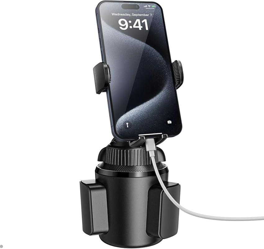 Universal Car Cup Phone Holder with Quick Extension, 360° Swivel & Sta