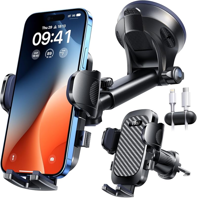 YRU True Military-Grade 360° Rotation Phone Mount with 90+LBS Suction