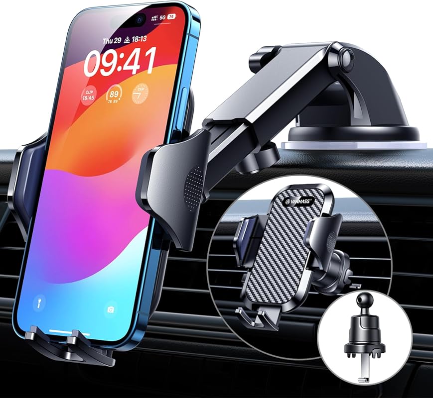 VANMASS Universal Powerful Suction Cup Phone Holder – Dashboard/Windsh