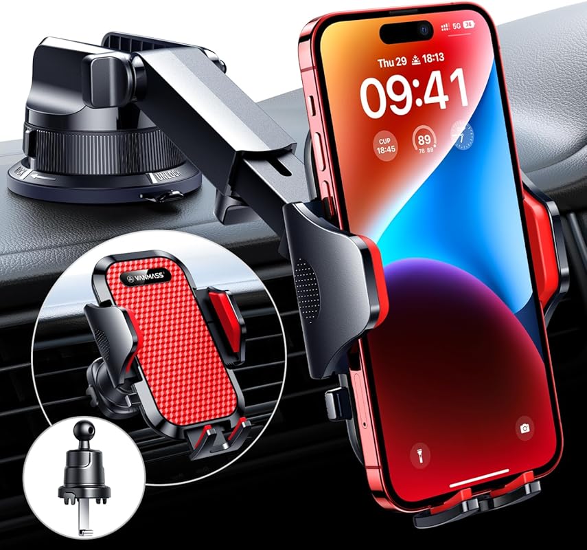 VANMASS True Military-Grade Car Phone Holder with Strong Suction & Cli