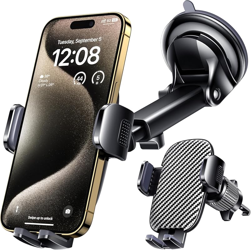 Qifutan Car Phone Mount for Windshield, Dashboard & Vent – Universal F
