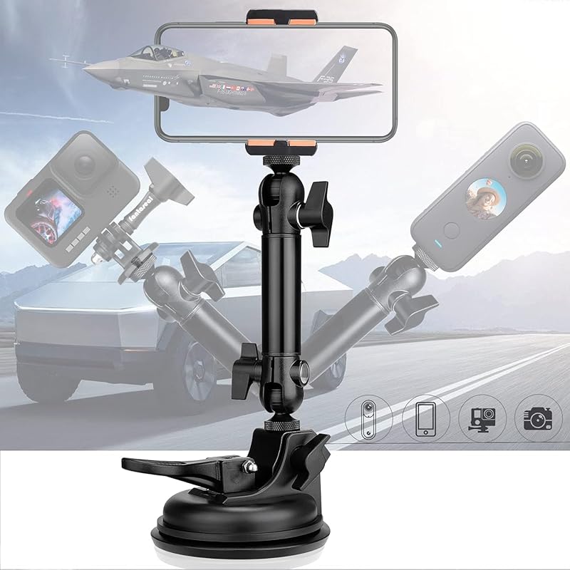 Heavy Duty Φ100mm Suction Cup Car Phone Mount with Adjustable 2-Ball H