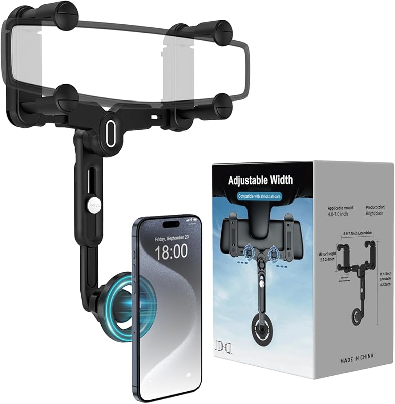 Magsafe Car Mount for Rear View Mirror, Rotatable & Retractable, Compa