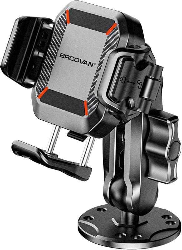 BRCOVAN Anti-Theft Phone Mount with Vibration Dampener & 1s Lock, Fit 
