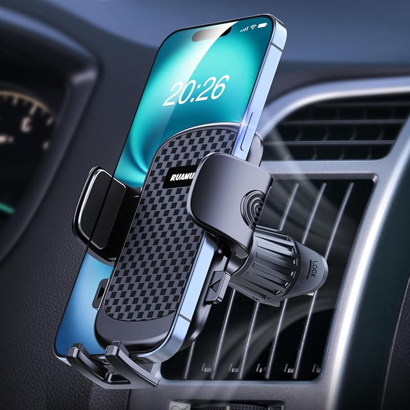 2026 NEW Car Phone Holder with Upgraded Metal Hook Clip & Wider Clamp,
