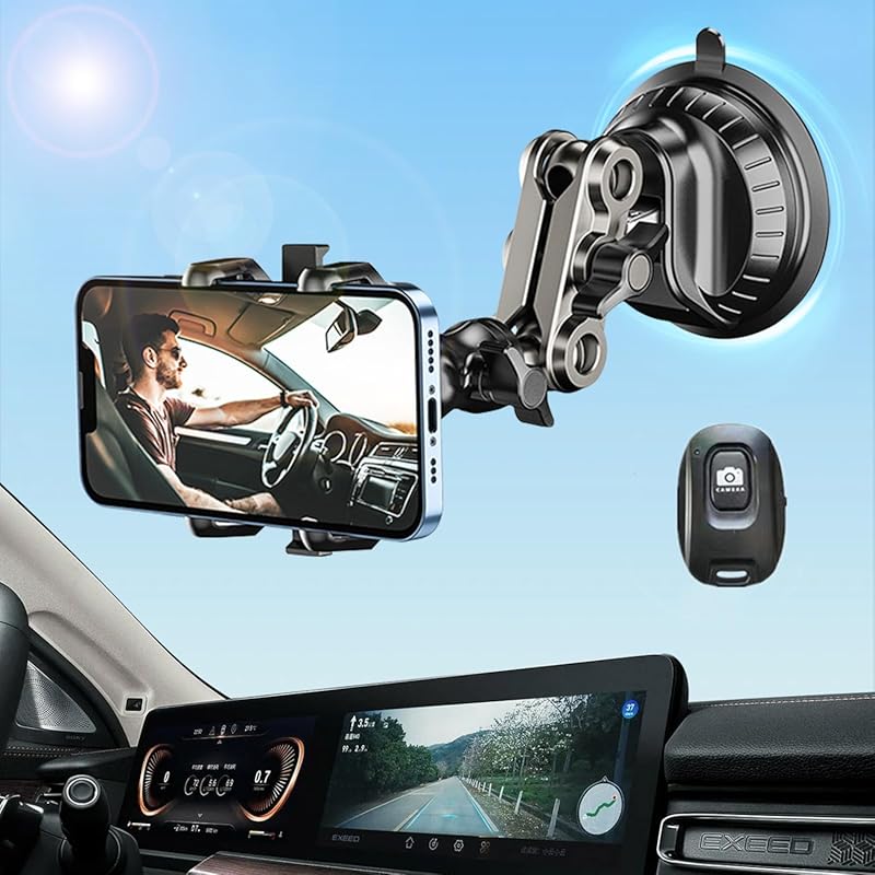 Heavy Duty 360° Rotating Car Phone Mount for Vlog Streaming Dashboard 