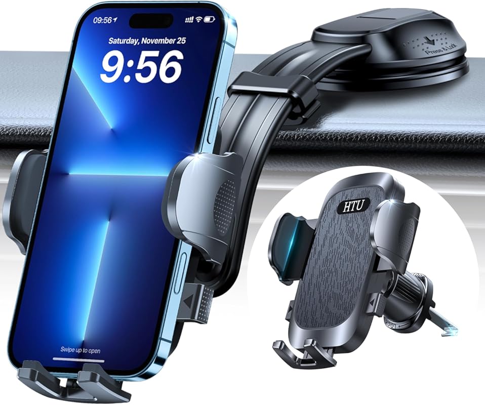 HTU Upgraded Strong Suction Car Phone Holder with Bendable Arm 360° Ro