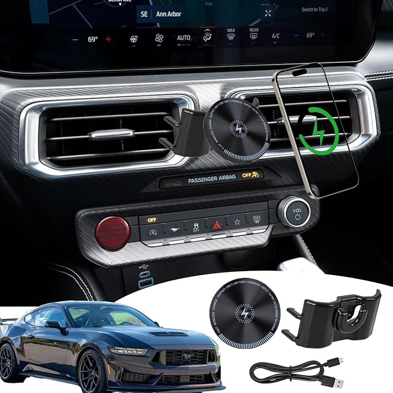 Magnetic 15W Wireless Fast Charger for Ford Mustang 2024-Present Phone