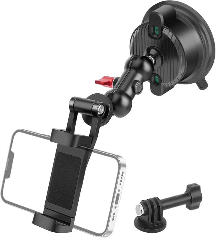 Double-Layer Suction Cup Camera & Phone Mount with 360° Ball Head Arm