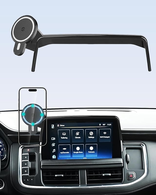PZK 10.2-inch Magnetic Wireless Charger Car Phone Mount for Chevy Taho