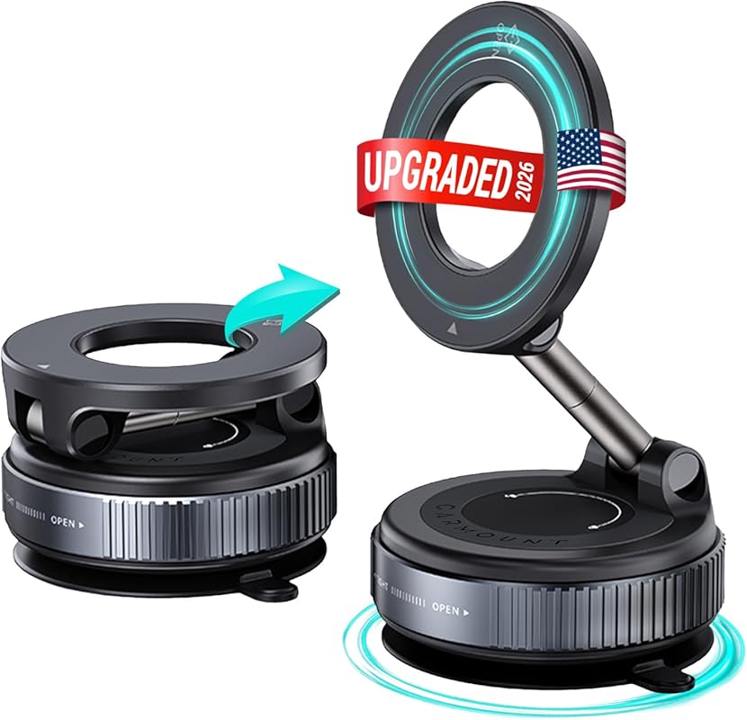 CARMOUNT Clutch-X™ Black Vacuum Suction Cup Phone Mount, 360° Magnetic